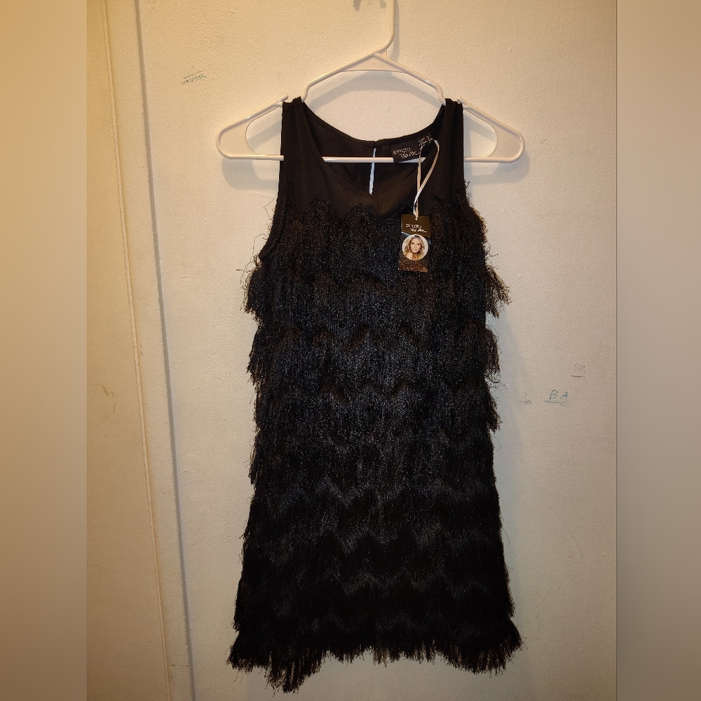Black Sleeveless Fringe Dress